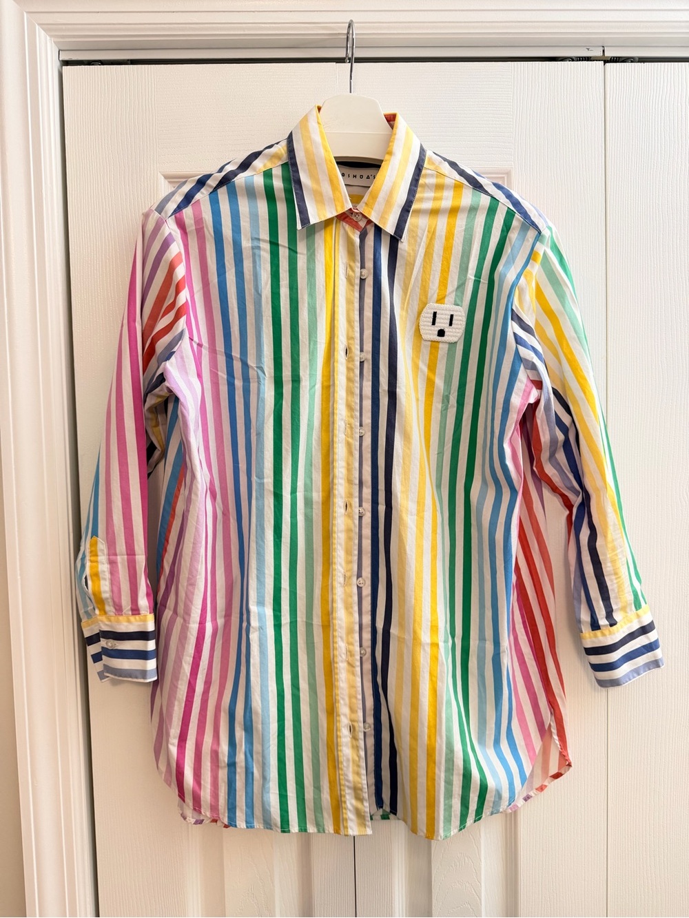 Joshua's Made in Italy Rainbow Stripe Cotton Button-Down Shirt
